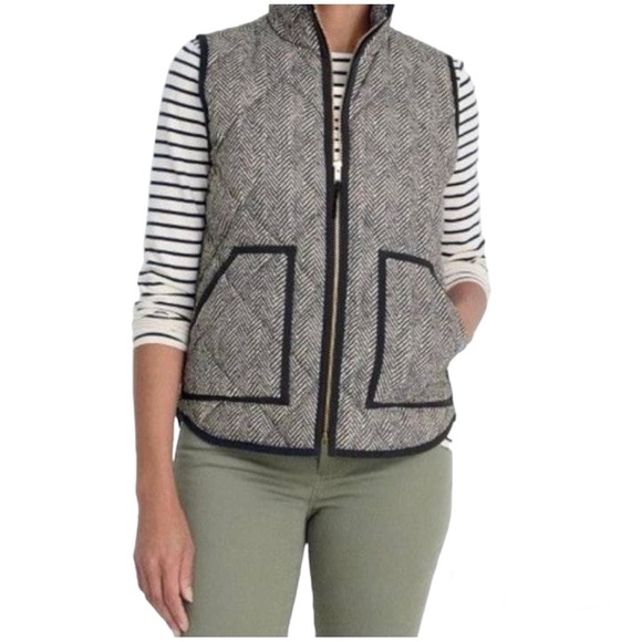 J. Crew Steely Grey Printed Quilted Puffer Vest Size M EUC - Picture 1 of 11